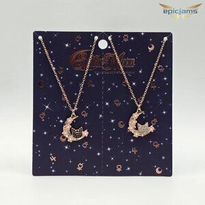 Pretty Guardian Sailor Moon Artemis & Luna Floral Moon Best Friend Necklace Set